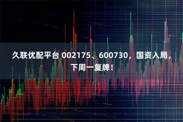 久联优配平台 002175、600730，国资入局，下周一复牌！
